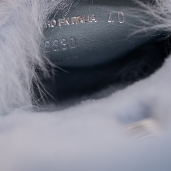 size 40eu 10 US Miu Miu Faux Fur Plush Sandals Slides Blue - Picture 7 of 12